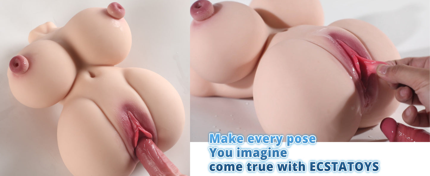 Breast Realistic Suction 4 in 1 7.93LB 3.6KG ECSTATOYS Torso Sex Doll Full Size Body Full Body Pussy Ass Sex Toy for Men Masturbation Pocket Pussy and Orgasm Hands Free masturbators Vagina