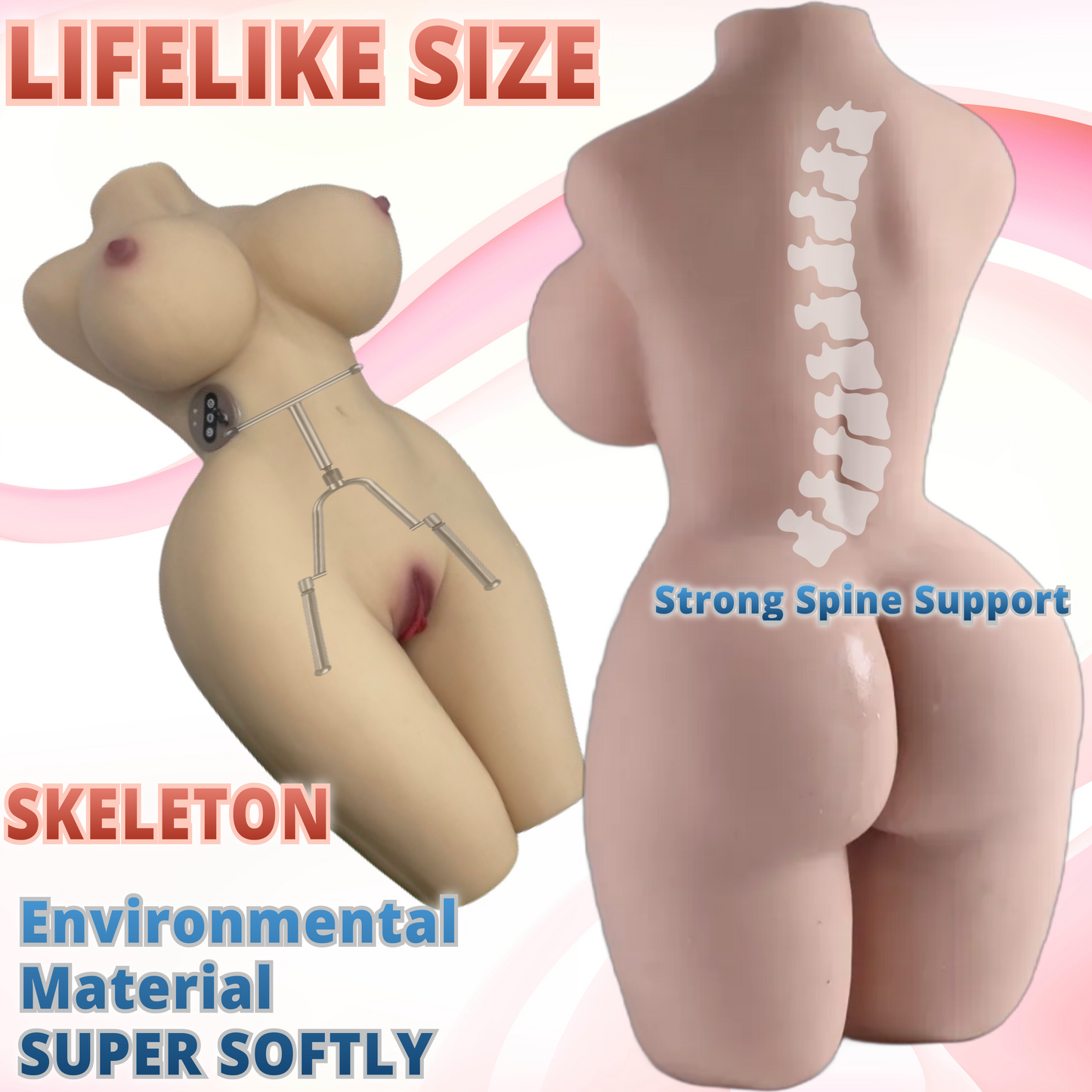 HEATING Sucking Vibrator language Sound 38LB ECSTATOYS Sex Doll full size body full body Pocket Pussy and hands free masturbators Orgasm 3in1 torso Vagina Sex Toy Pussy Ass Men Masturbation realistic suction